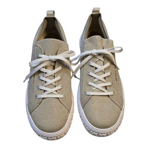 Micheal Kors Grove Metallic Knit Sneaker Pale Gold New‎ Women's Size 10 - Picture 2 of 14